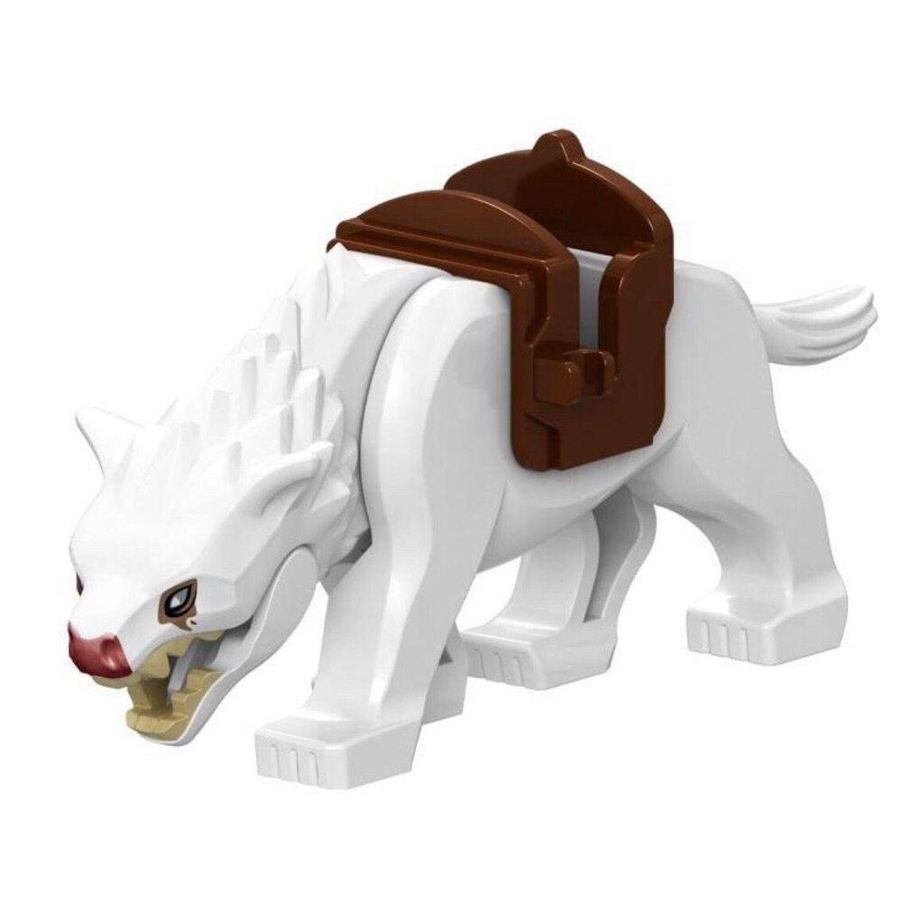 Boneco Blocos De Montar Lobo Branco Medieval Soldado