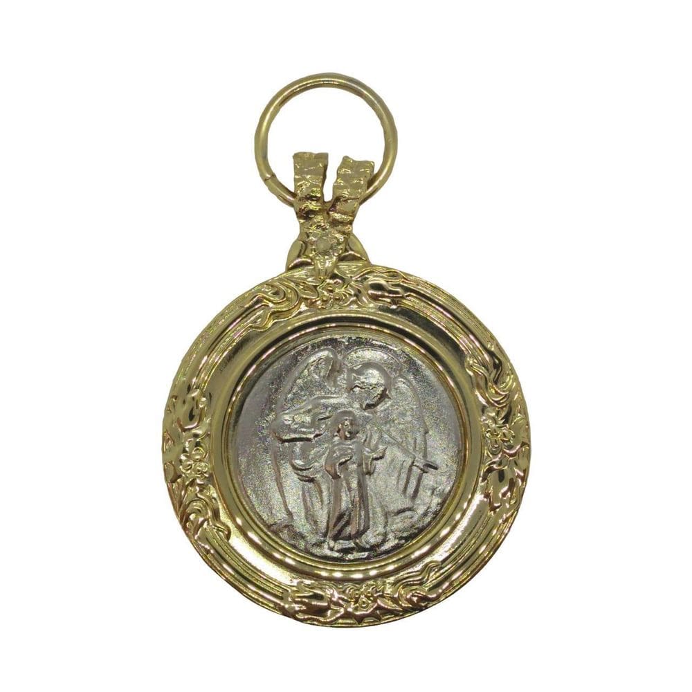 Medalhão De Berço Anjo Da Guarda Dourado/Prateado