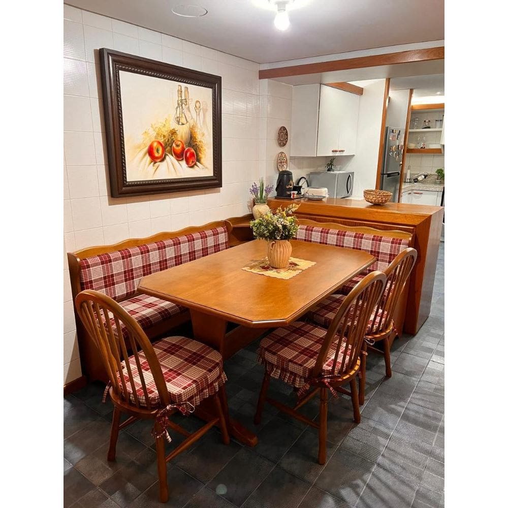 Conjunto Banco De Canto Alemão 1,40 x 1,40 (03 Cadeiras) (Mesa 1,10 x 1,00) - Móveis de Gramado