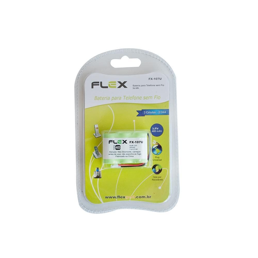 Bateria Para Telefone Sem Fio 3.6 v 400m Ah Fx-107 U - Flex