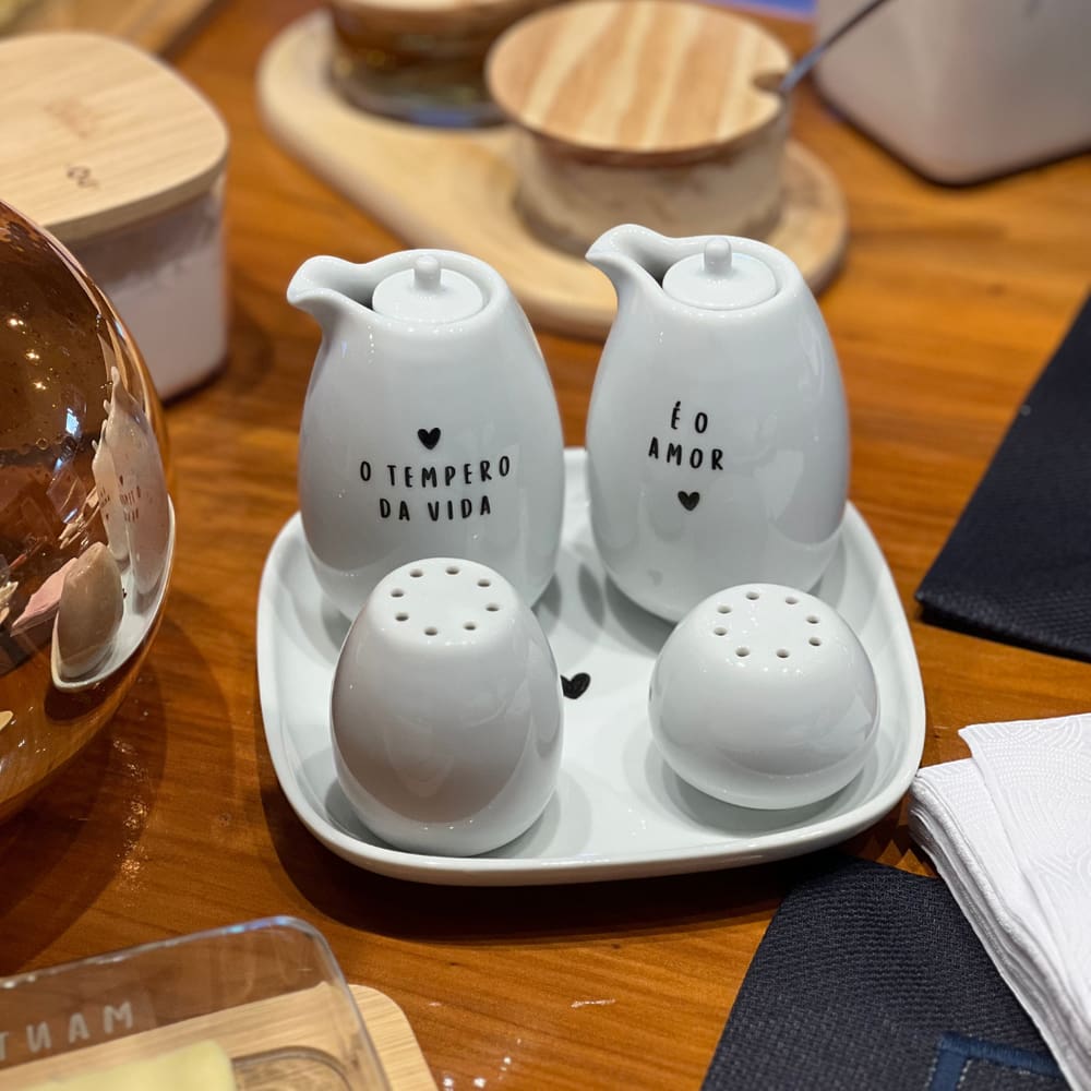 Galheteiro Em Porcelana Bold Branco 5 Peças Germer - Exclusivo