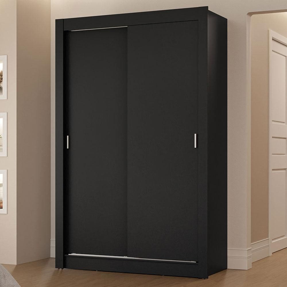 Guarda-Roupa Solteiro 2 Portas de Correr 2 Gavetas Preto Vivare Madesa