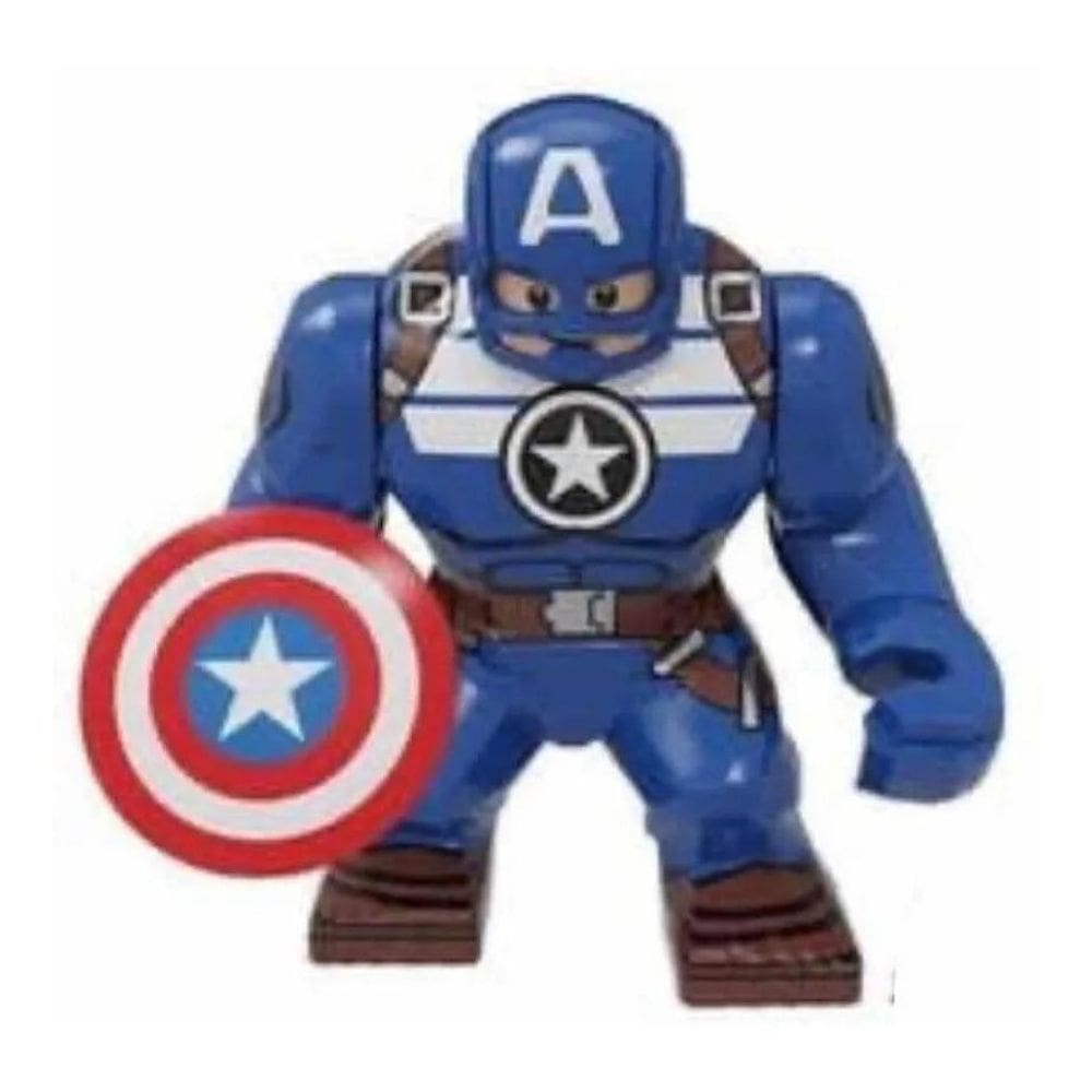 Boneco Grande Blocos Montar Capitão América Big Vingadores