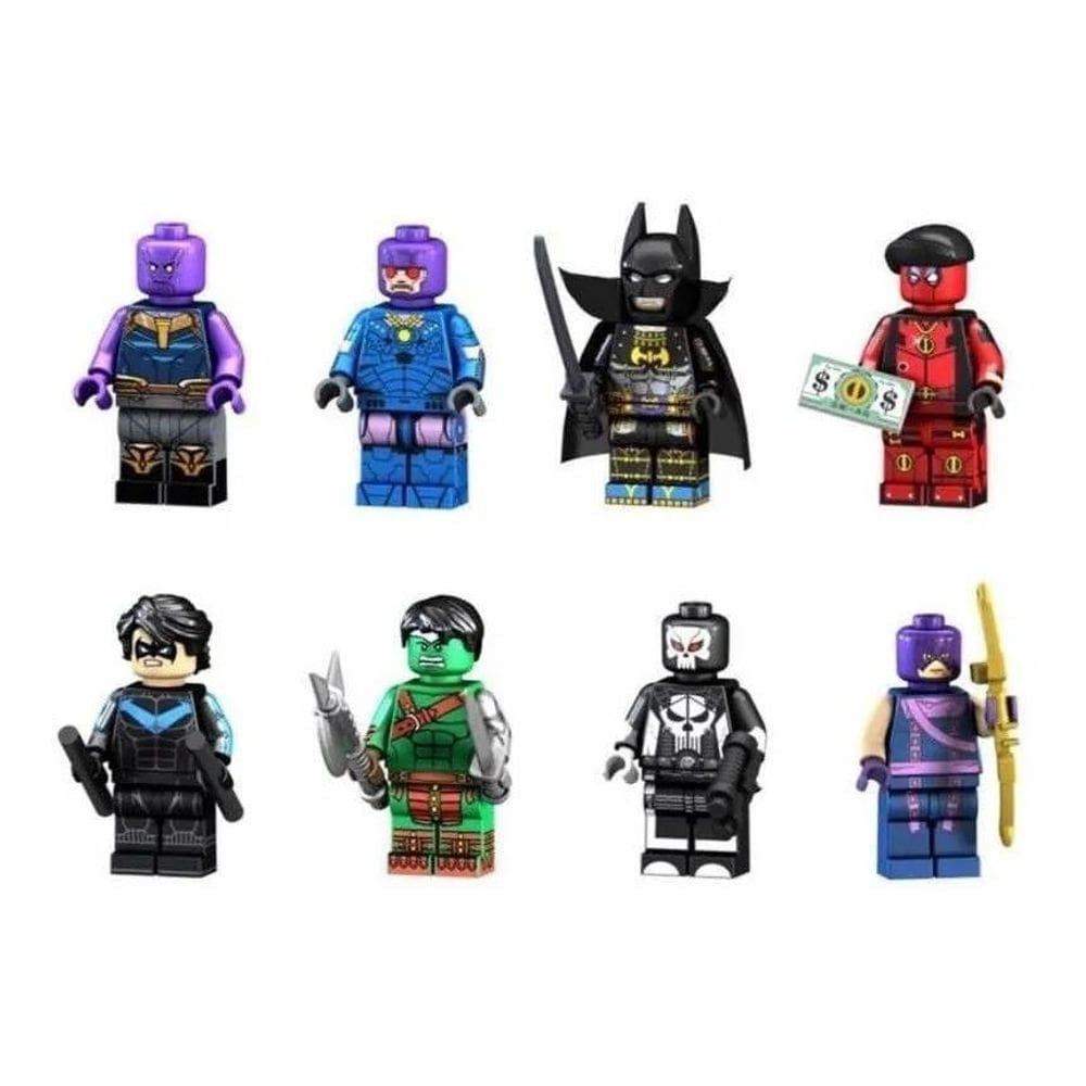 Bonecos Blocos De Montar Batman Hulk Deadpool Asa Noturna