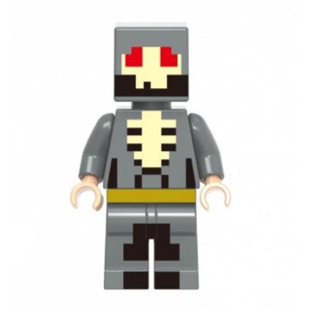 Boneco Minifigure Blocos De Montar Minecraft Skin Gray