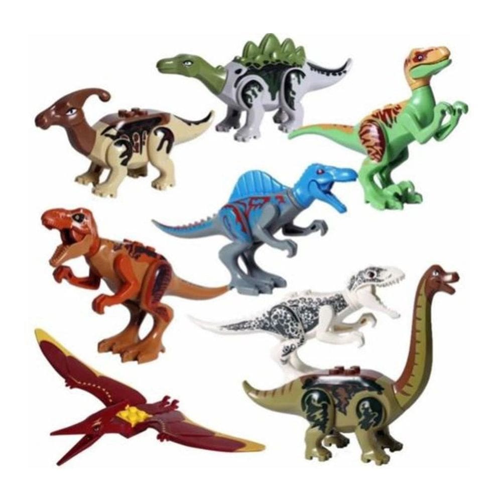 Blocos De Montar Jurássico Brontossauro Kit 8 Dinossauros