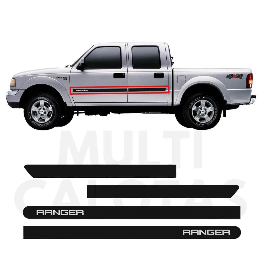 Friso Lateral Ford Ranger Cab Dupla Borrachão Com Nome 6250A
