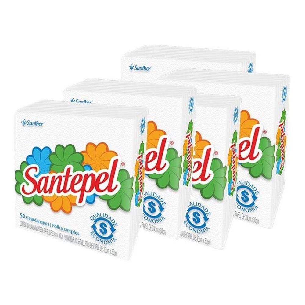 Guardanapo Santepel 50 Folhas Simples 24X22 Kit 5