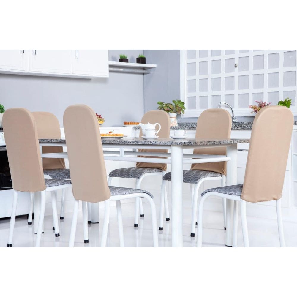 Kit 4 Capas De Cadeira Encosto Ferro Tubular Malha Gel Avelã