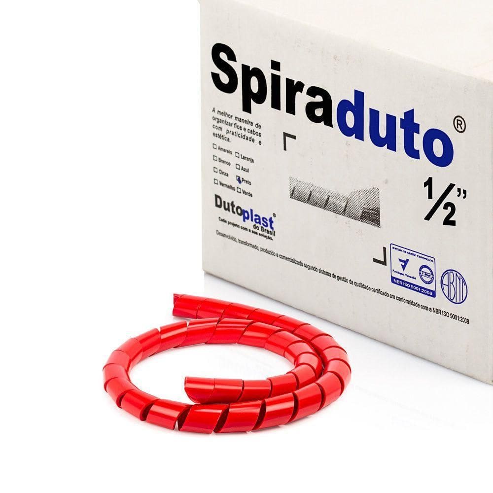 Organizador Fios E Cabos Spiraduto 1/2 Vermelho - 1 Mt