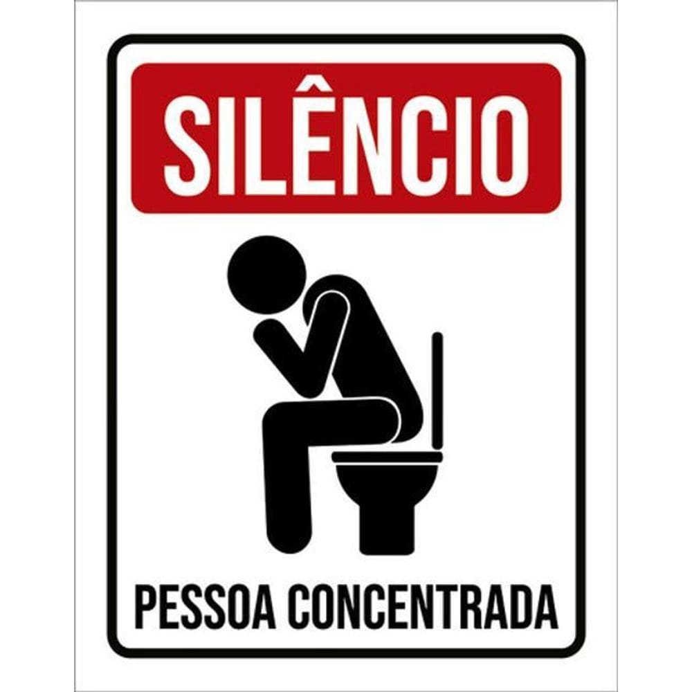 Kit 5 Placas Decorativa Silêncio Pessoa Concentrada 36X46