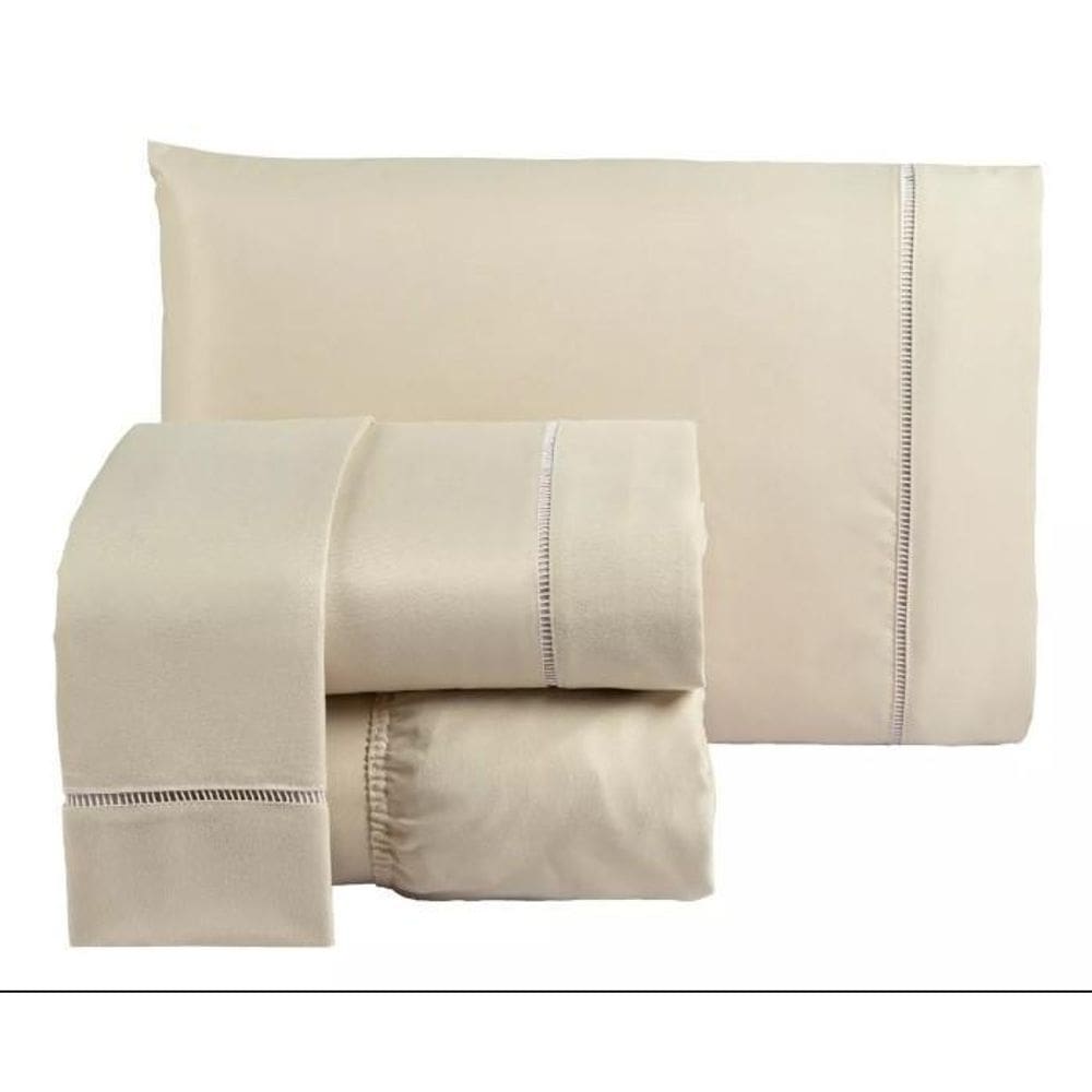 Jogo De Lençol Cama King Size 4 Peças Percal 600 Fios Palha