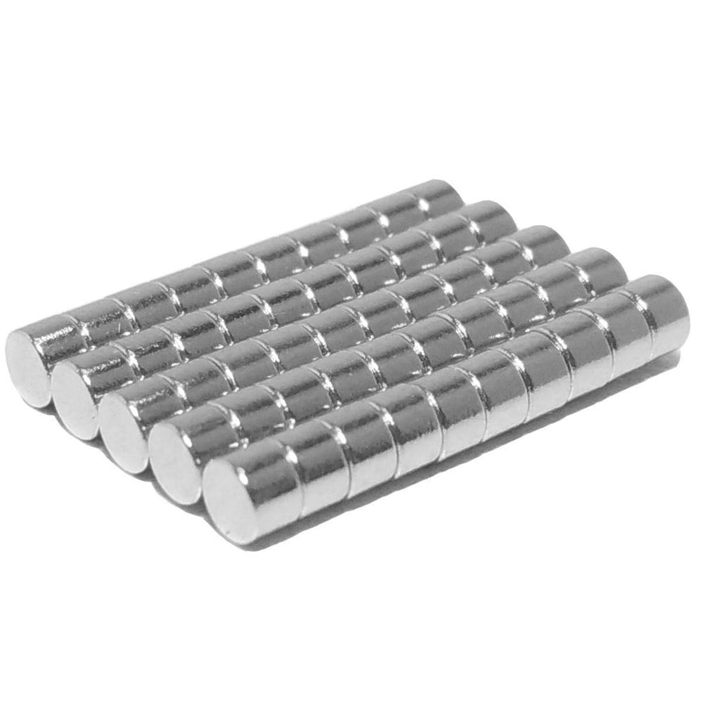 Ímãs Neodímio Fortes - 50 Pçs - Disco 3mm X 2mm - Níquel