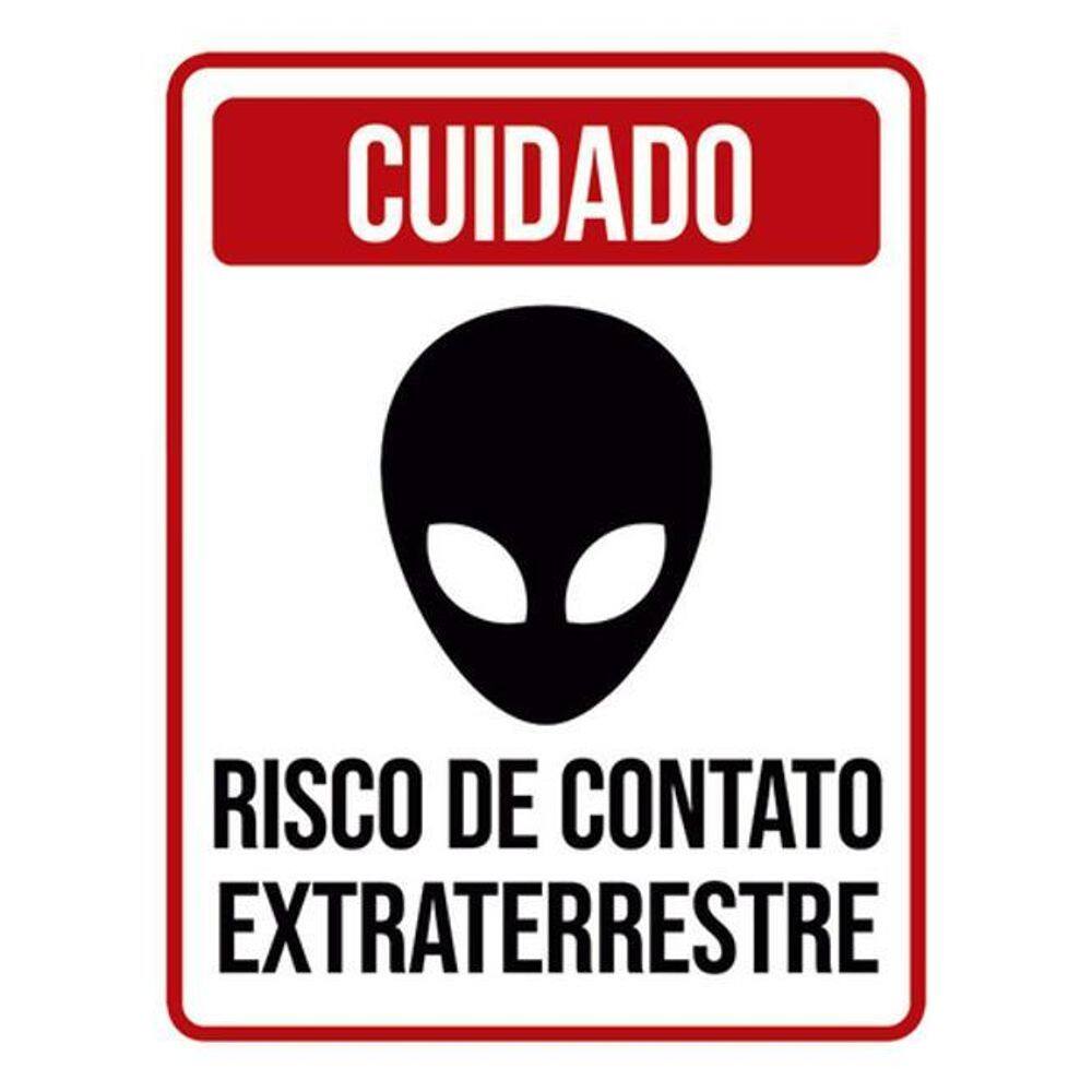 Kit 5 Placas Cuidado Risco Contato Extraterrestre 36X46