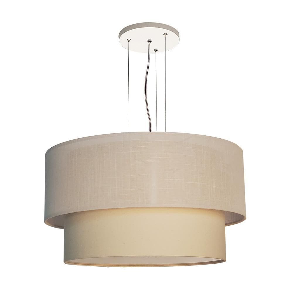 Luminária De Teto Pendente Cúpula Dupla Linho Pérola 50X25