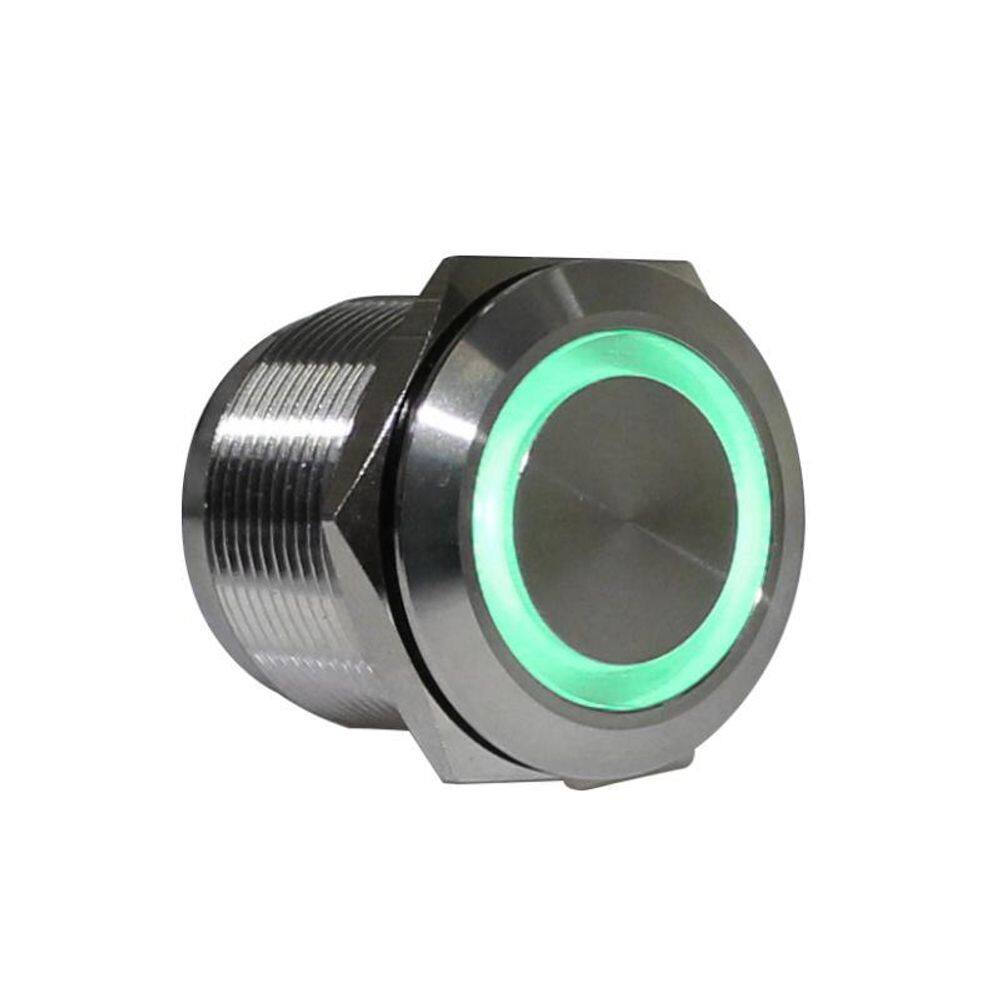 Botões Metálicos Inox 22mm LED Verde 12V - IP65