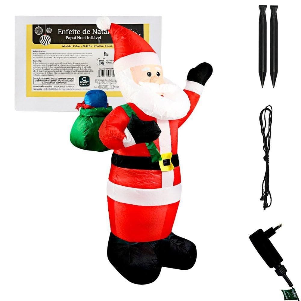 Papai Noel Inflável 130cm Bivolt - Decoração Natal