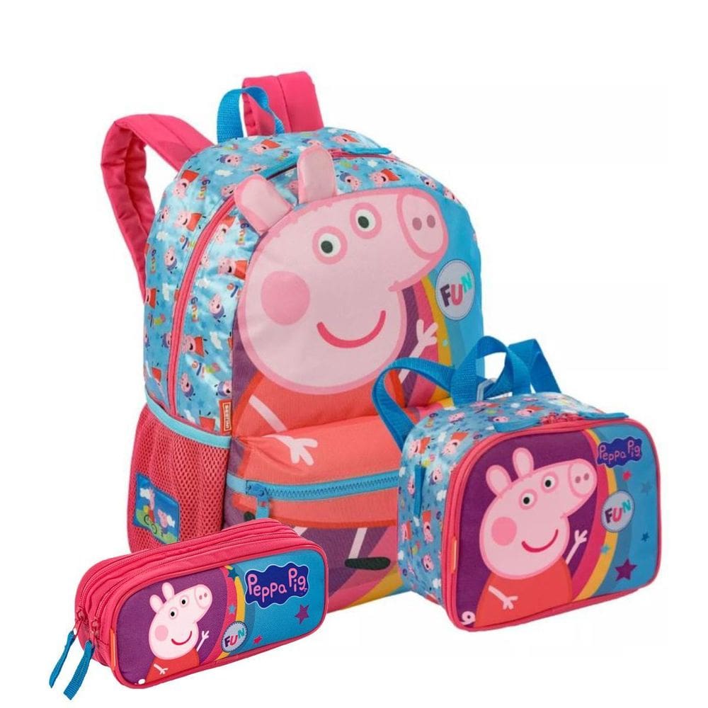 Kit Mochila Peppa Pig com Lancheira Térmica - Rosa