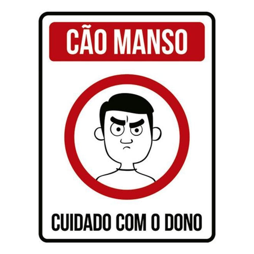 Kit 5 Placas Cão Manso Cuidado Com Dono 36X46