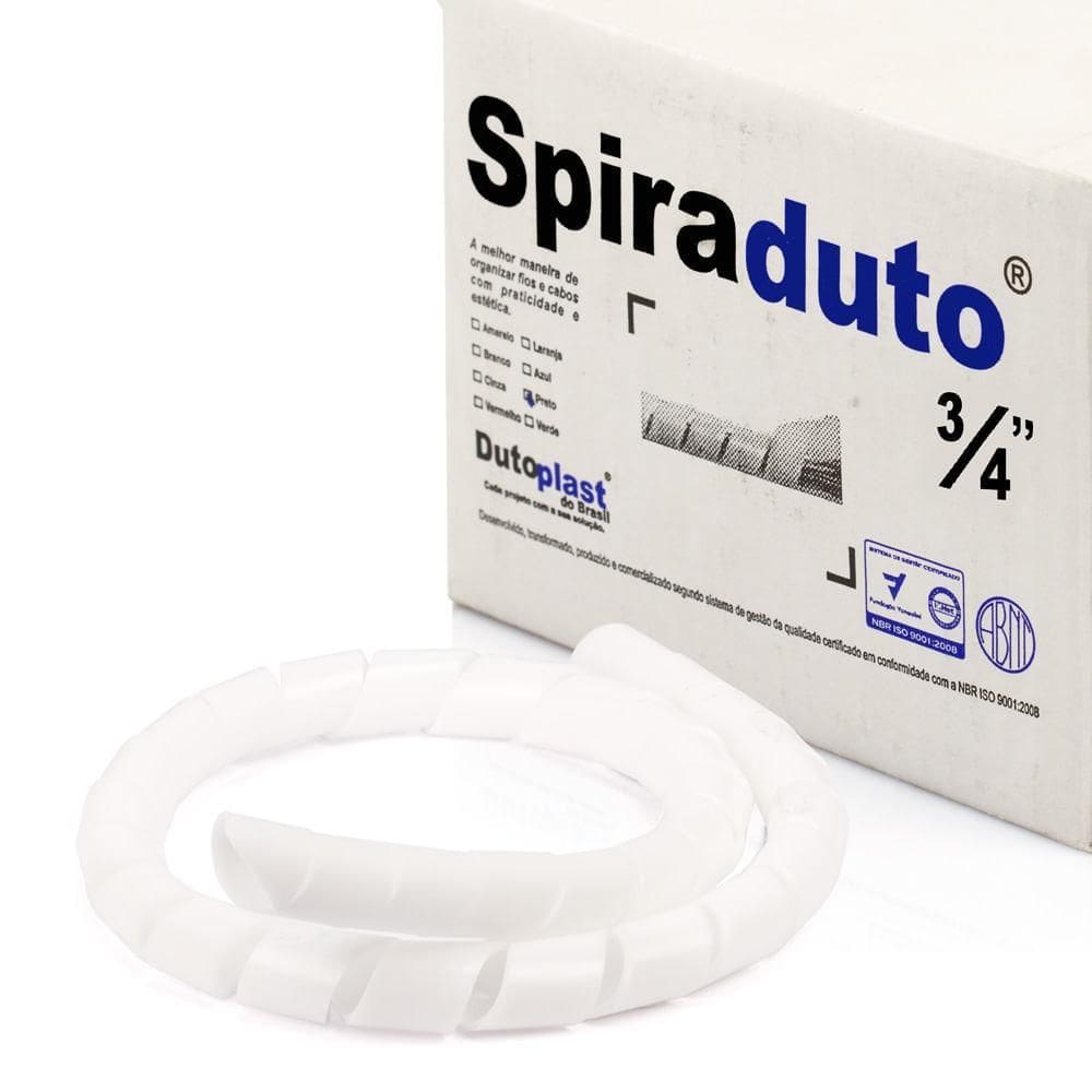 Organizador Fios E Cabos Spiraduto 3/4 Branco - 3 Mt