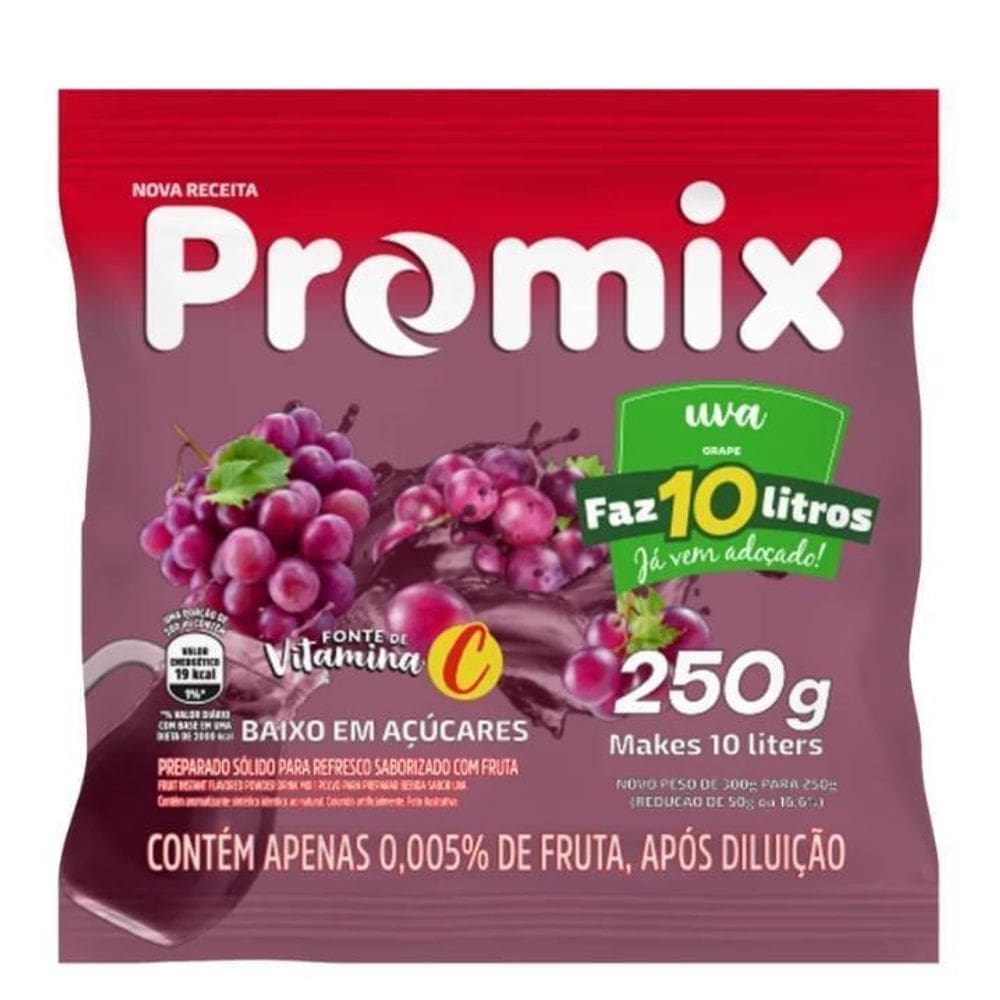Refresco Pó Promix Caixa Com 10 Unidades De 250G - Uva