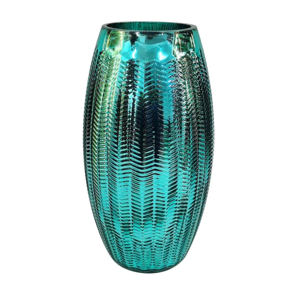 Vaso De Vidro Azul Metálico