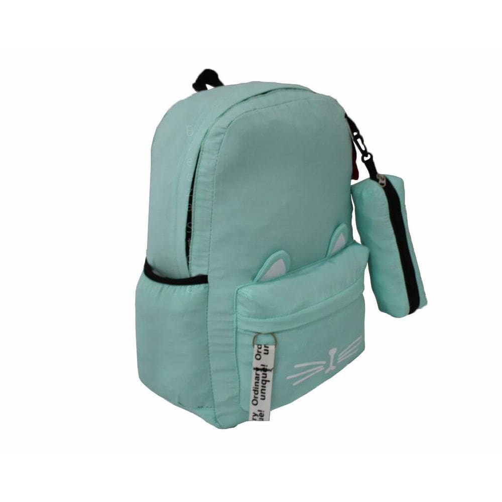Mochila Escolar Feminina Juvenil Gatinha M831 Verde Água