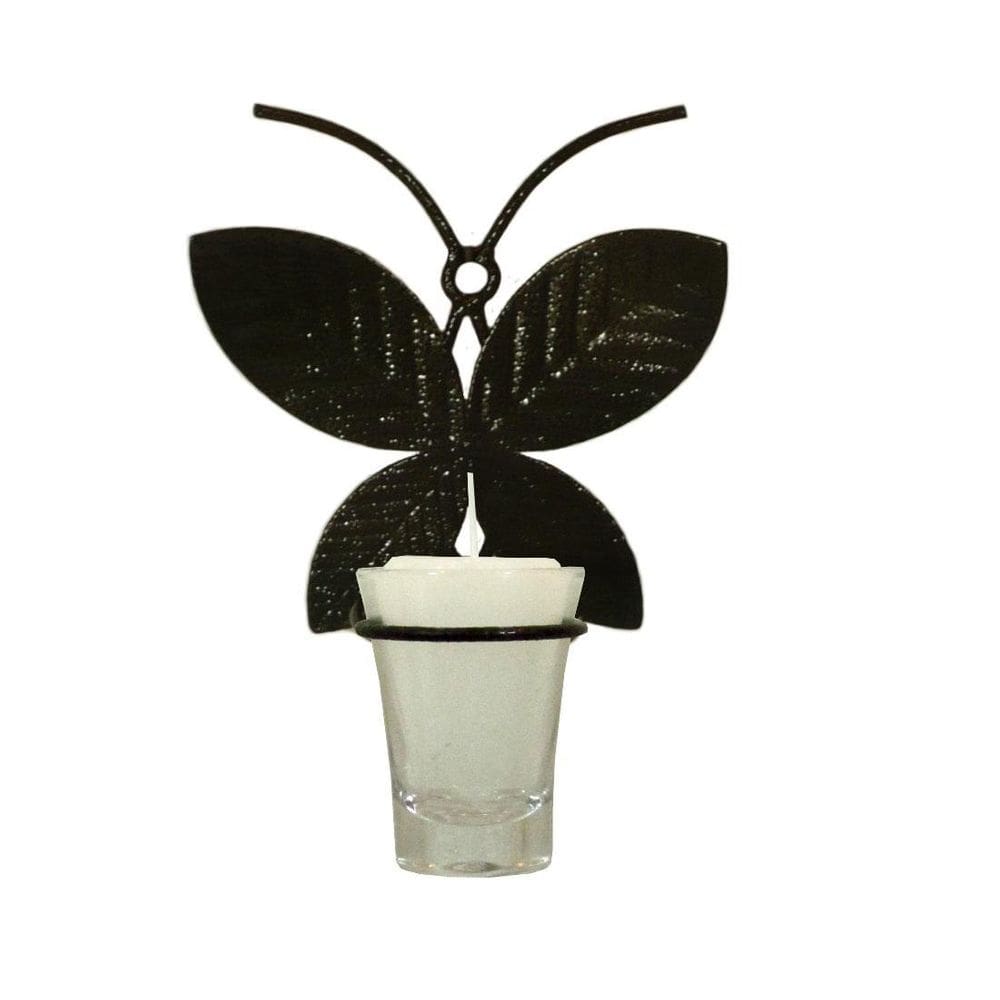 Arandela Borboleta P 13 Cm Porta Vela Branca Castiçal Ferro