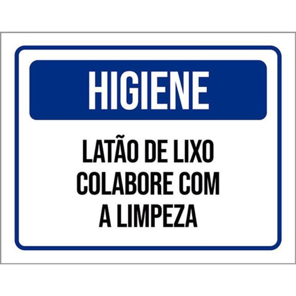 Kit 3 Placas Higiene Latão Lixo Colabore Com Limpeza