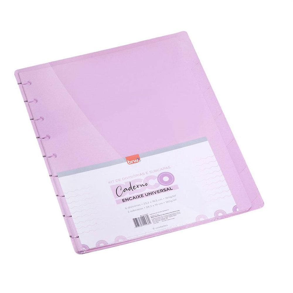Kit Divisoria Separador Divisor E Subcapas Caderno Disco Brw