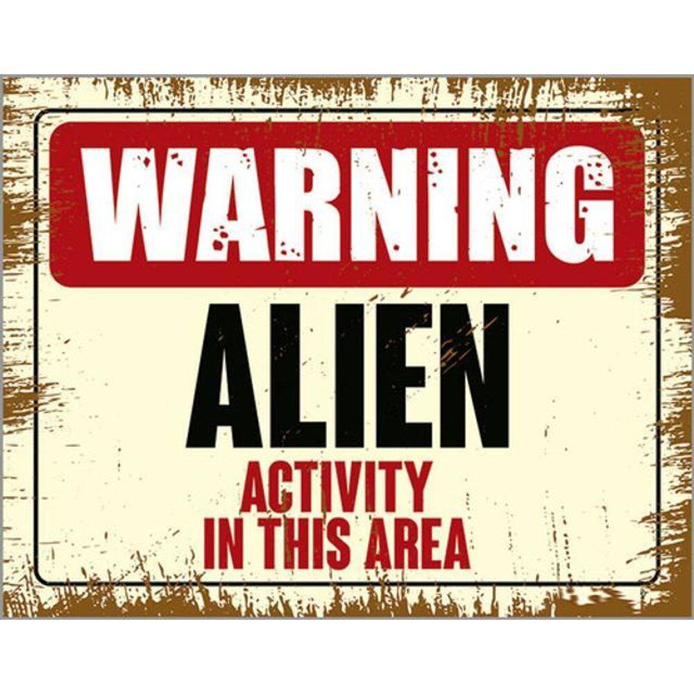Kit 5 Placas Warning Alien Activity In This Area 36X46