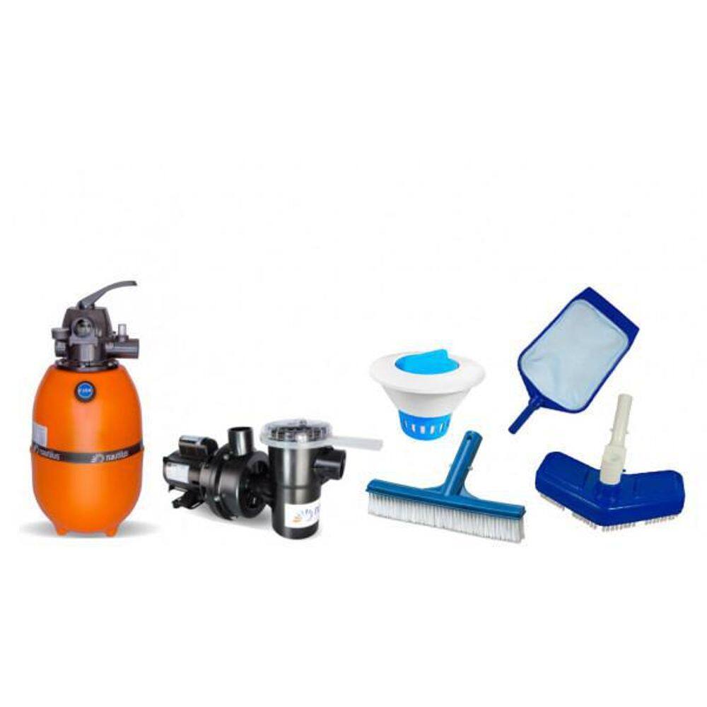 Kit Filtro F350X Com Motobomba 1/3Cv E Kit Limpeza Nautilus