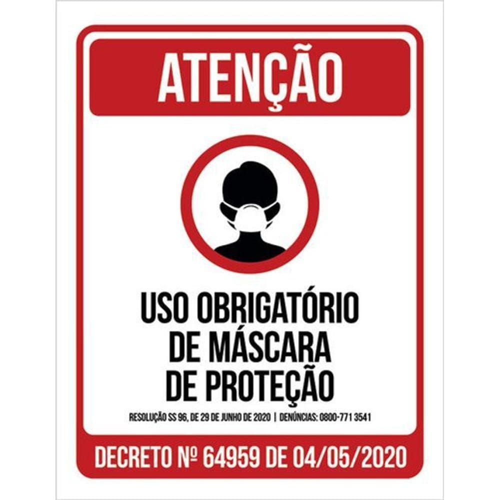 Kit 3 Placas De Atenção - Uso Obrigatório Máscara Proteção