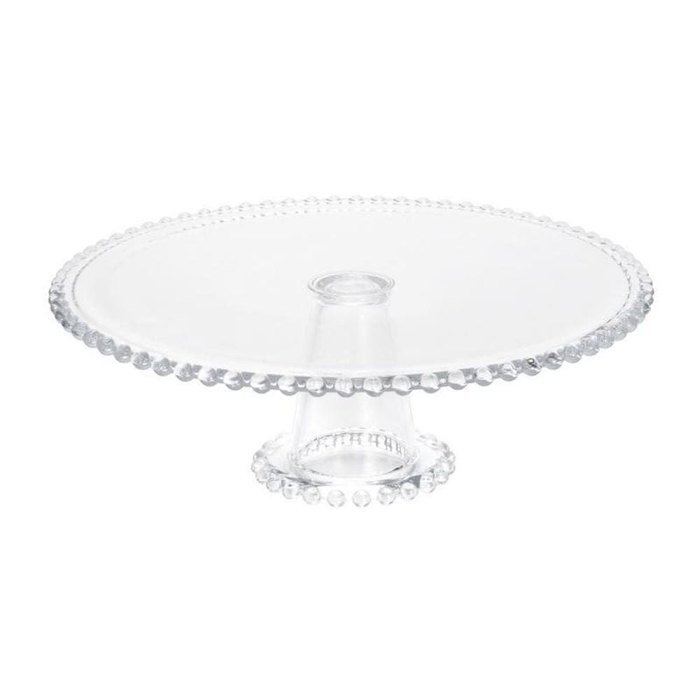 Prato de Bolo em Cristal 31cm com Pé Transparente Wolff