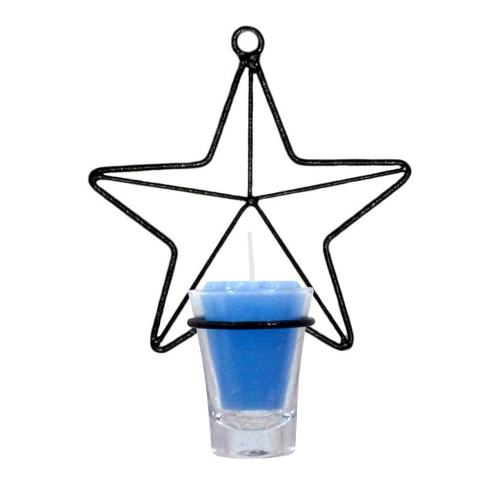 Estrela P 16 cm Parede Porta Vela Azul Arandela Decorativa