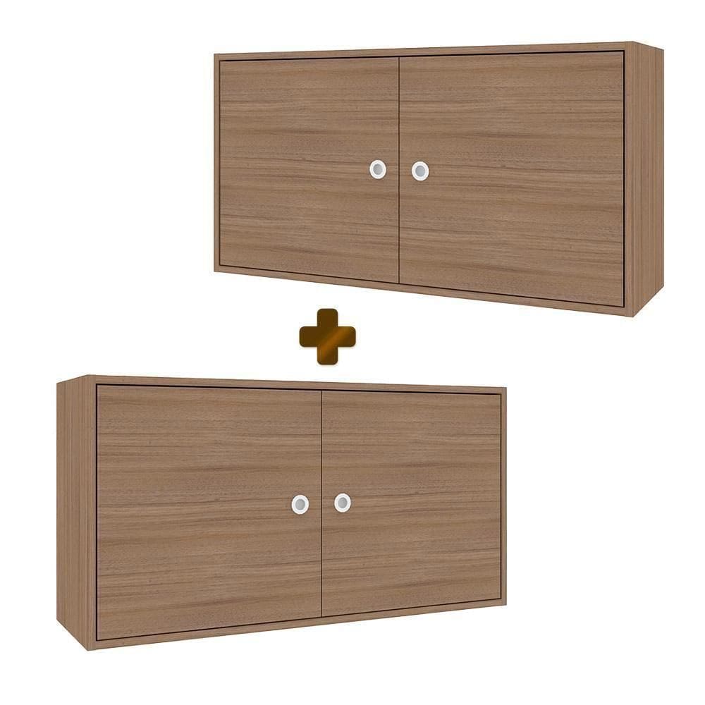 Conjunto 2 Armários Aéreos Para Dormitório 2 Portas Montana Sol Art In Móveis