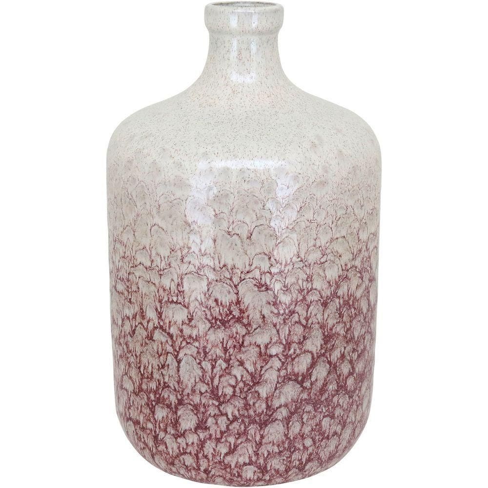Vaso Decorativo Enfeite Casa Cerâmica 30x18x18cm Rosa