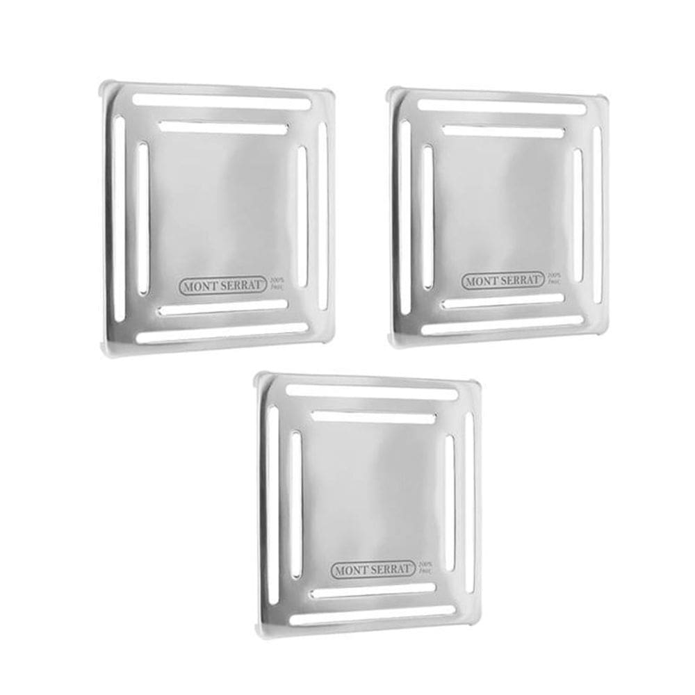 Kit 3 Dreno Inox Vazado 9M³ Quadrado Encaixe Tubo 50Mm