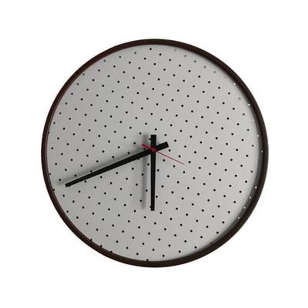 Relógio Round Marrom Mostrador Branco Perfurado 50 Cm