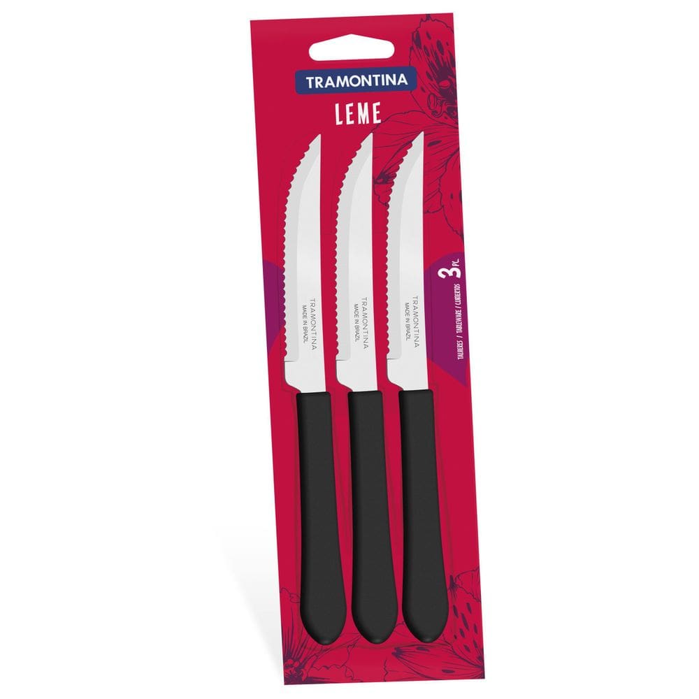 Conjunto Facas Churrasco 3 Peças Preto Leme Tramontina
