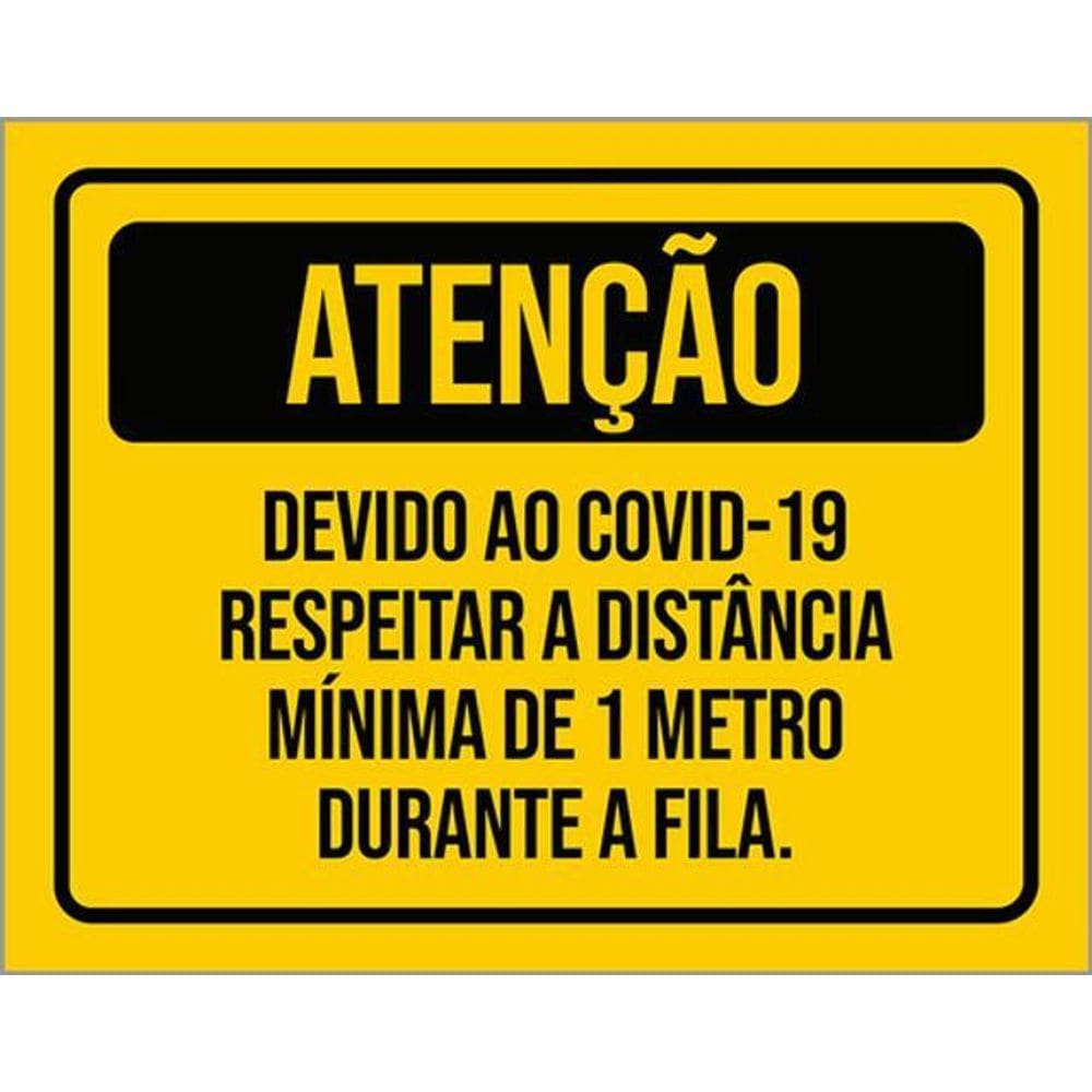 Kit 3 Placa Respeitar A Distância Mínima 1 Metro 36X46