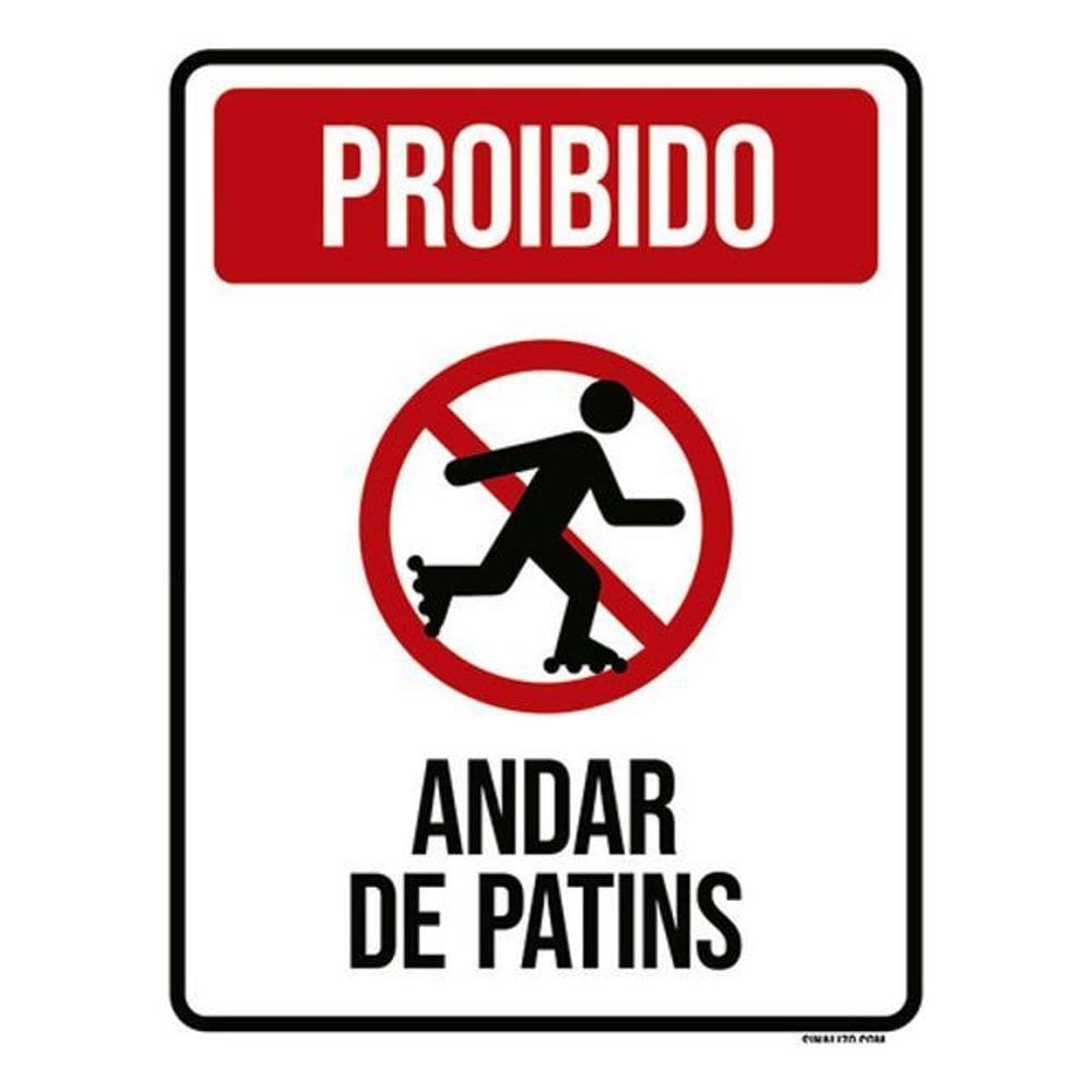 Kit 3 Placas Sinalização - Proibido Andar De Patins