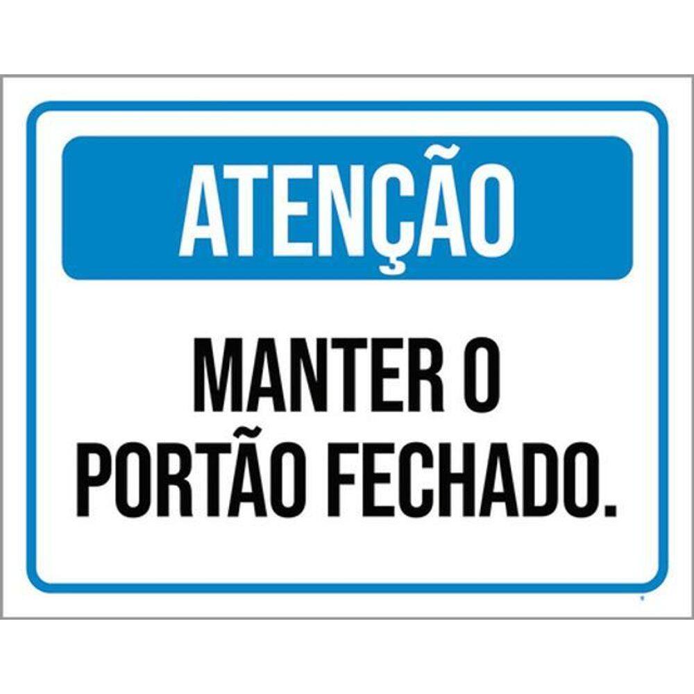 Kit 5 Placas Atenção Manter Portão Fechado 36X46