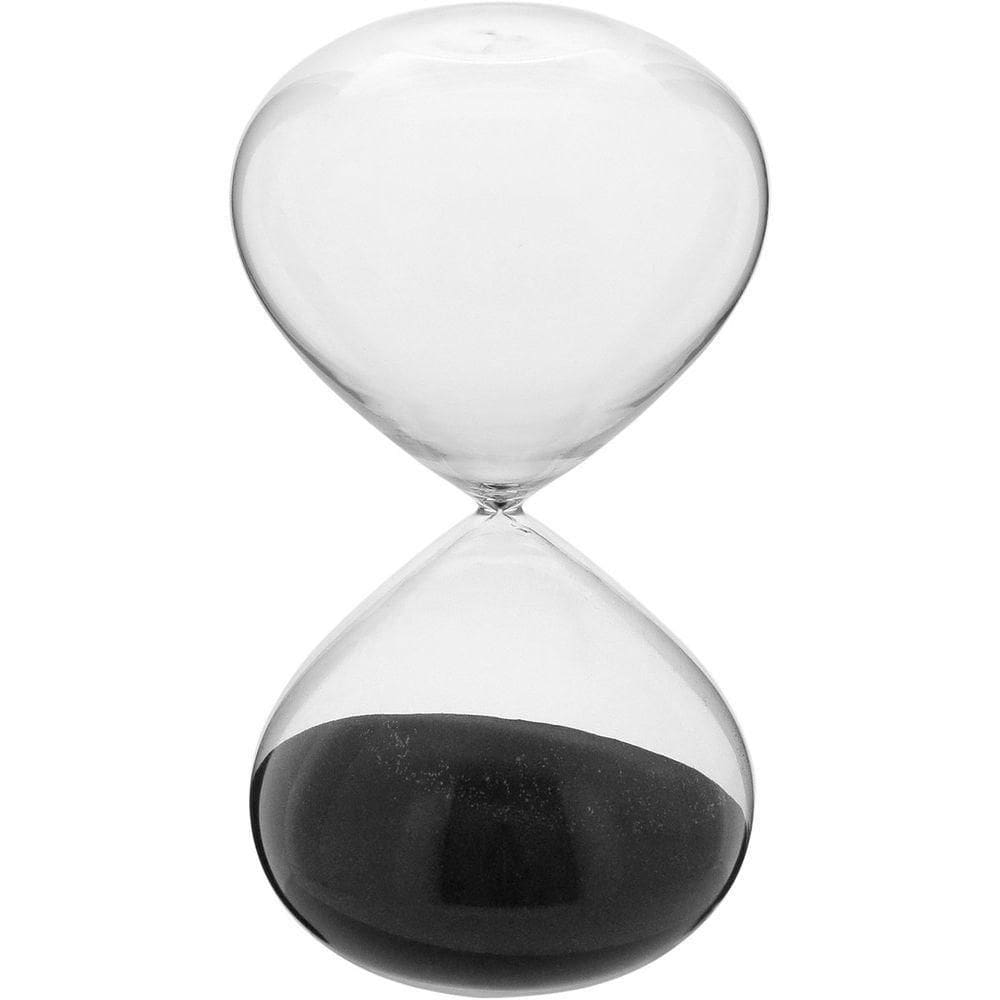 Ampulheta Areia Preta Vidro 28x16x16cm Transparente Decorativa