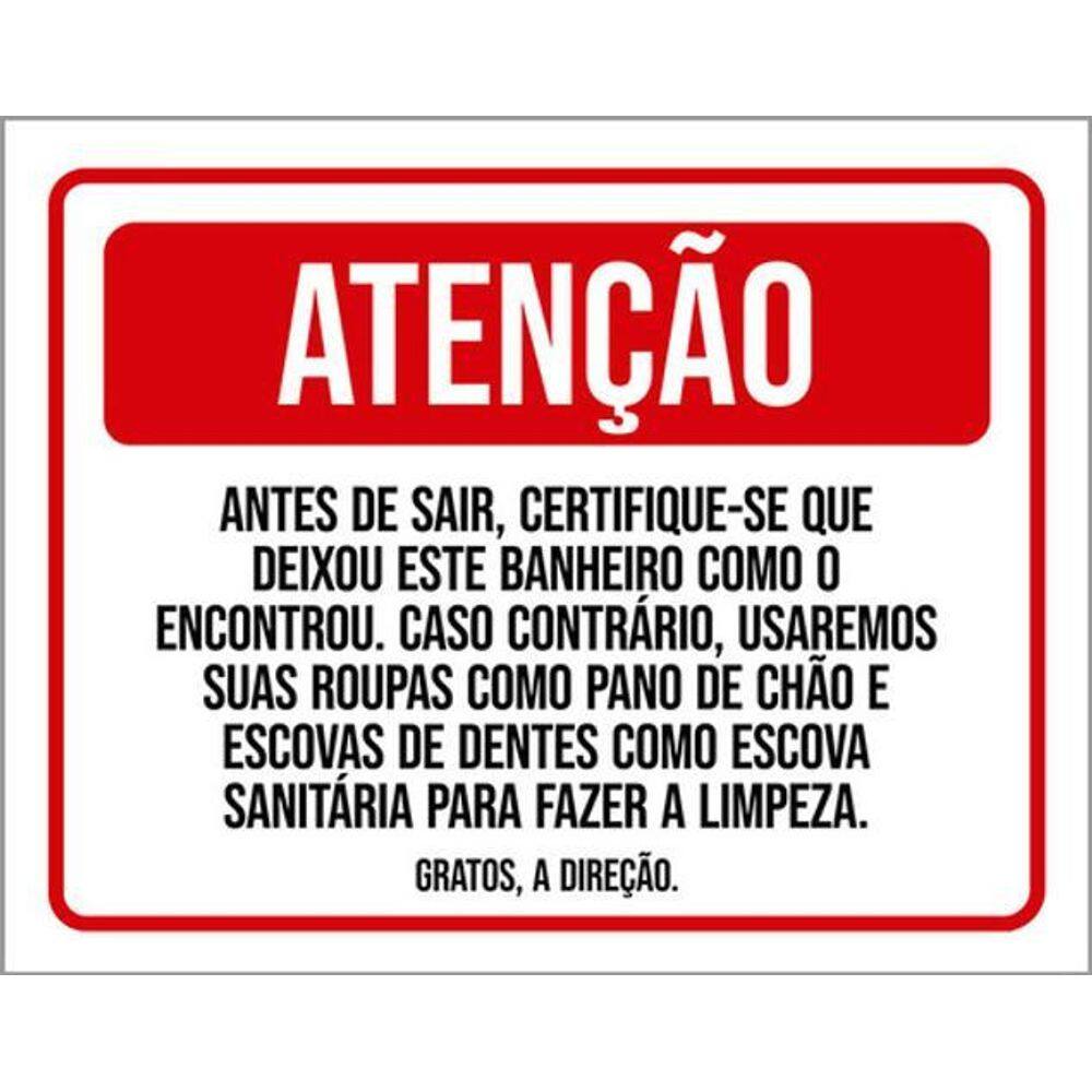 Kit 10 Placas Atenção Escovas Dente Pano Chão Escova