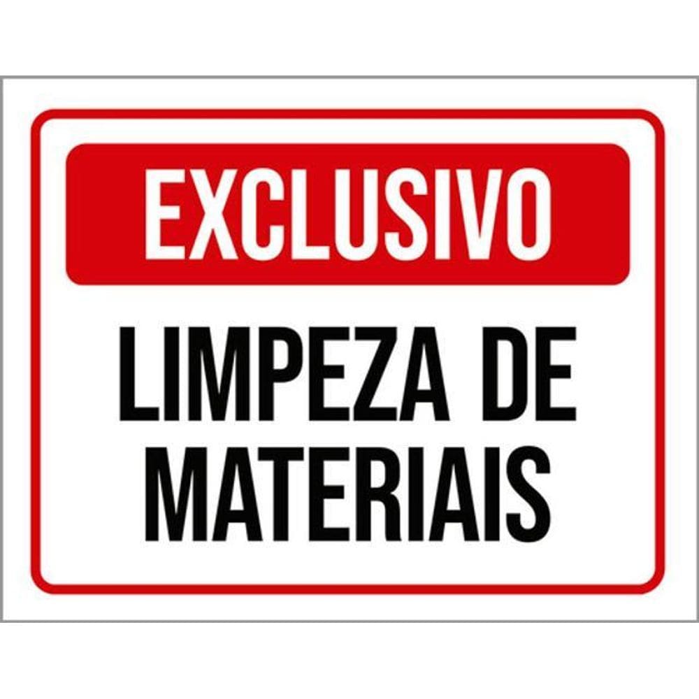 Kit 10 Placas Exclusivo Limpeza De Materiais