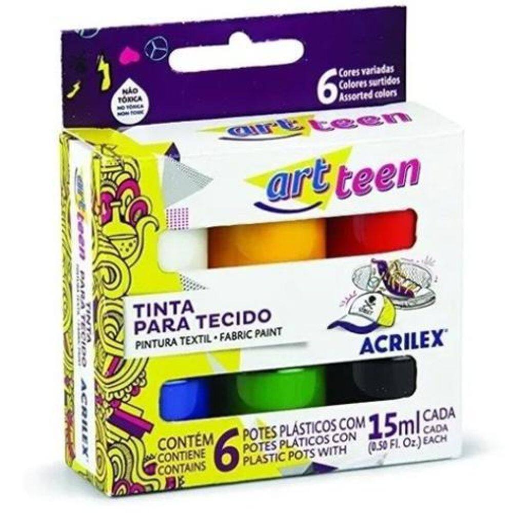 Kit Tinta Para Tecido 15Ml 6 Cores Acrilex