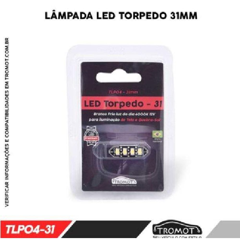 Torpedo Led 31 Mm Branco Frio 6000K Veiculos 12V C/1 Peça