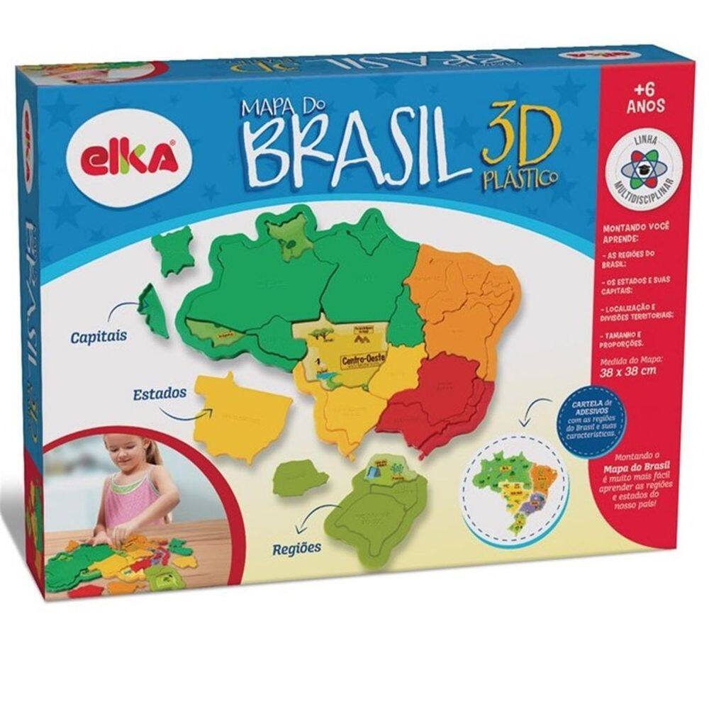 Quebra-Cabeça Mapa do Brasil 3D - Elka - Aprenda Geografia