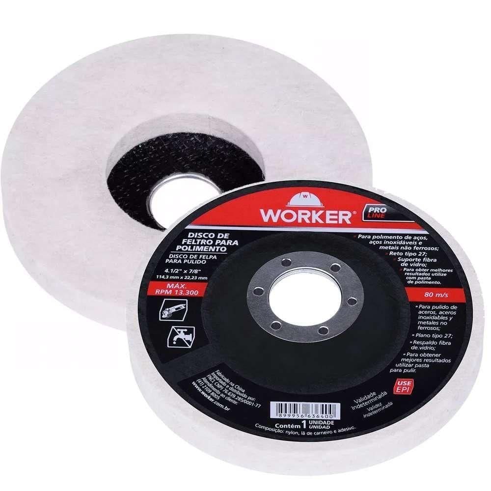 Disco Flap Feltro Inox 114x22mm Liso - Worker 199515